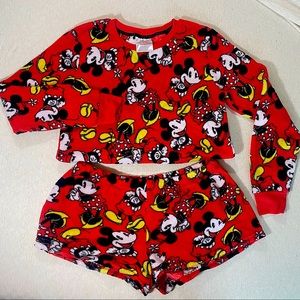 Disney Store Minnie Mouse Fuzzy Fleece PJ Set L